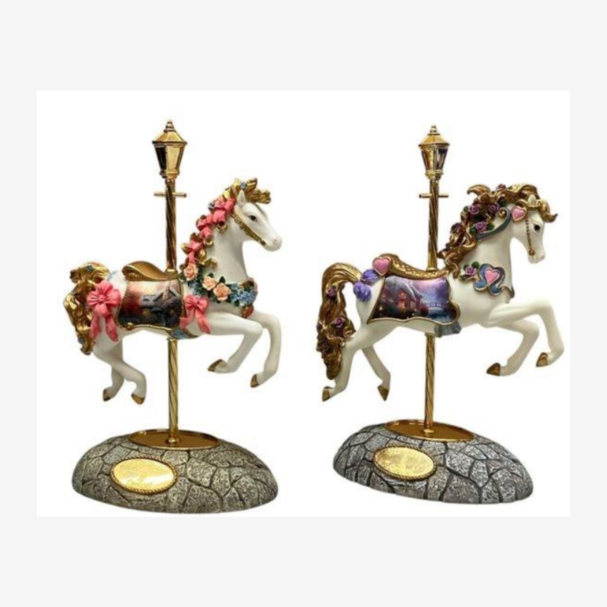 Thomas Kinkade Carousel Horses 2 Pc