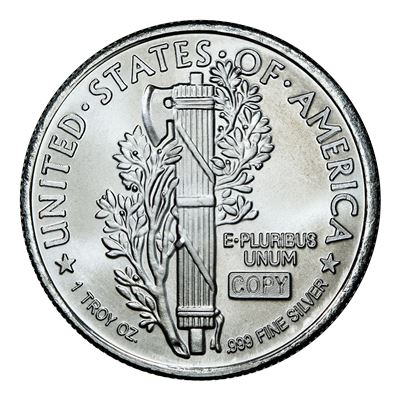 1 oz .999 Pure Mercury Dime Design Round